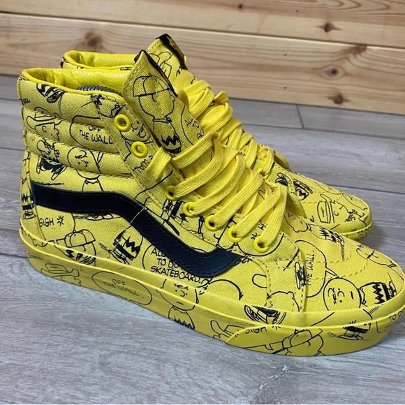 Vans x Peanut High Top Yellow Black Sneakers, Charlie Brown - Size 6 - Picture 5 of 9